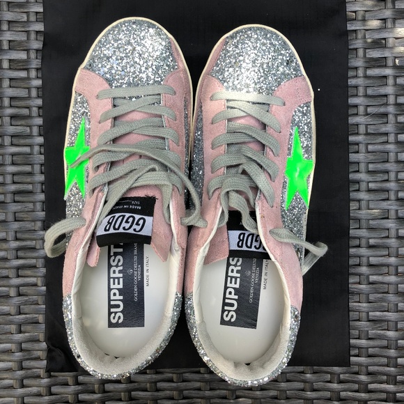 NIB Golden Goose Superstar Neon Glitter - Picture 5 of 6